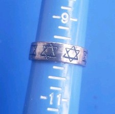 Vintage Silver Tone Star of David Band Ring. Size 10