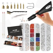 Quick Crystals Pro Hotfix Applicator, Bedazzler Kit with Rhinestones, DIY Wand S
