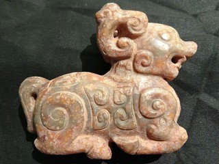 Lovely Chinese Old Jade Hand Carved Shang Sheep Statue SS059