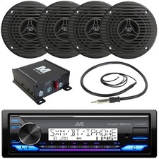 JVC KD-X38MBS Single DIN Marine Receiver, 4x 3.5" 75W Speakers, 4-CH Amplifier