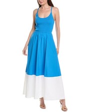 Milly Cami Knit Poplin Blocked Maxi Dress Women's