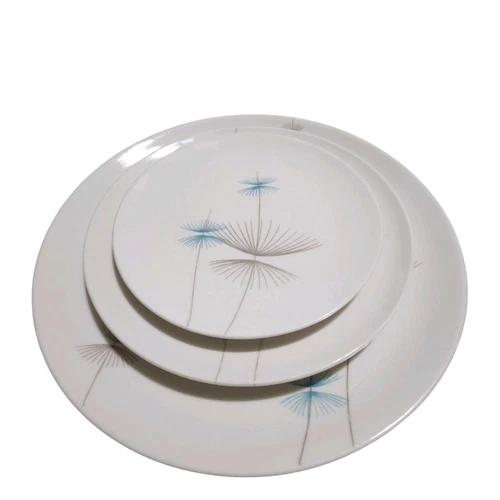 Riviera Caribe Calinda 3- 10 1/8" Dinner Plates Salad Plate Bread MCM Atomic 