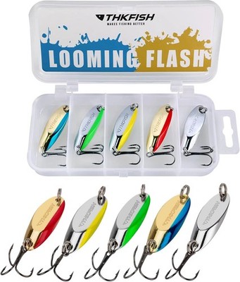 5Pcs 1/2 Oz-3/4oz Metal Fishing Spoons Fishing Lures Casting Spoon for Pike US