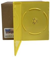 USDISC DVD Cases Slimline 7mm Premium, Single 1 Disc Yellow Lot