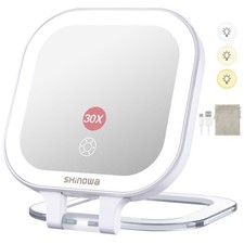 Rechargeable Travel Makeup Mirror with 44 LED Lights, 1X/10X Magnifying Vanity M