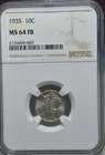 NGC MS 64 FB (Full Bands) - 1935 P Silver Mercury Dime. A1436.