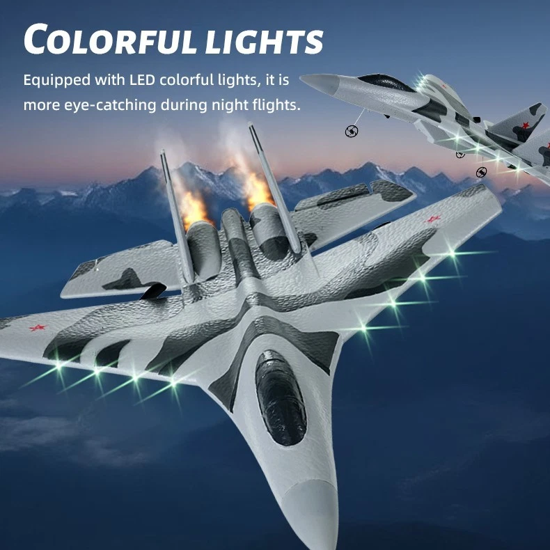 2.4G RC Aircraft War 3CH SU35 Remote-controlled Fighter Jet Plane Model with LED - Image 4 of 4