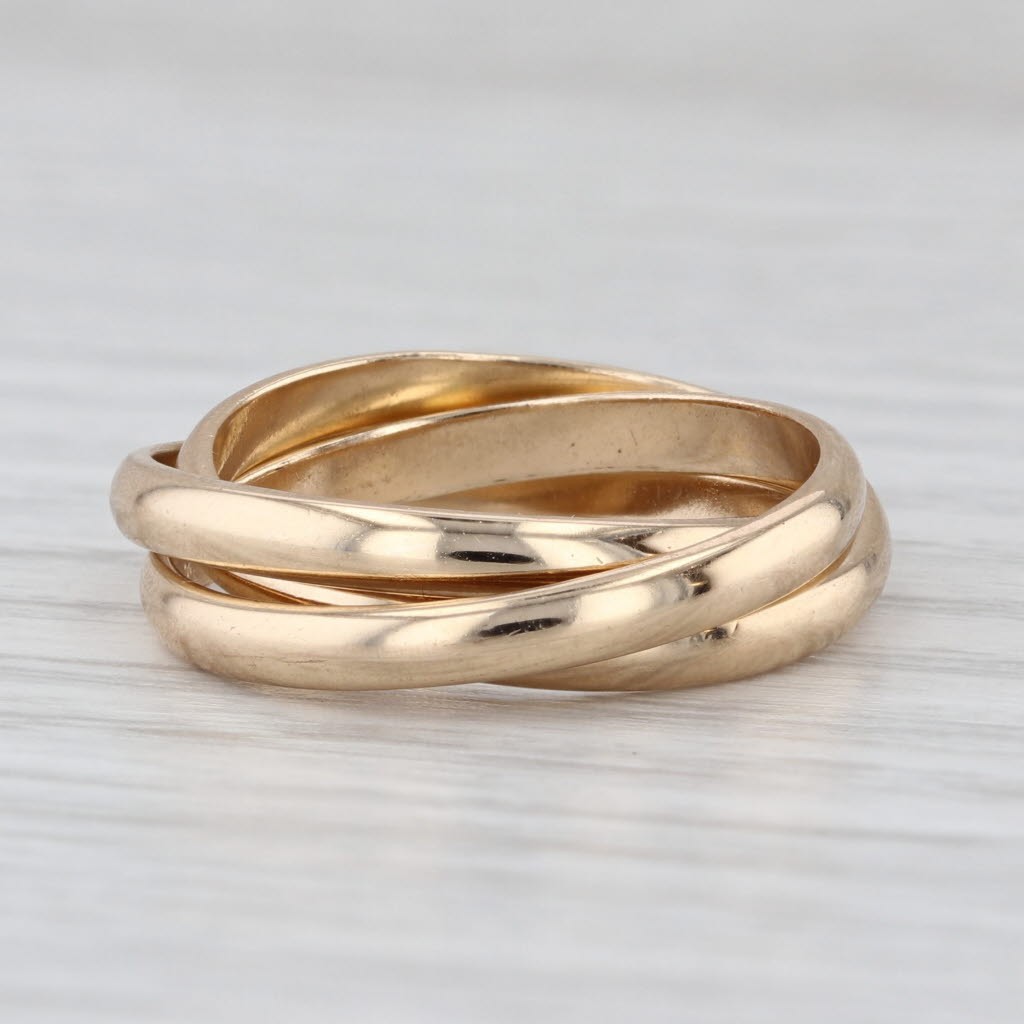 3 Interlocking Bands Puzzle Rolling Ring 14k Yell… - image 6