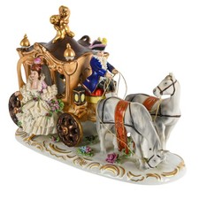 Dresden Porcelain Horse-Drawn Carriage Figurine