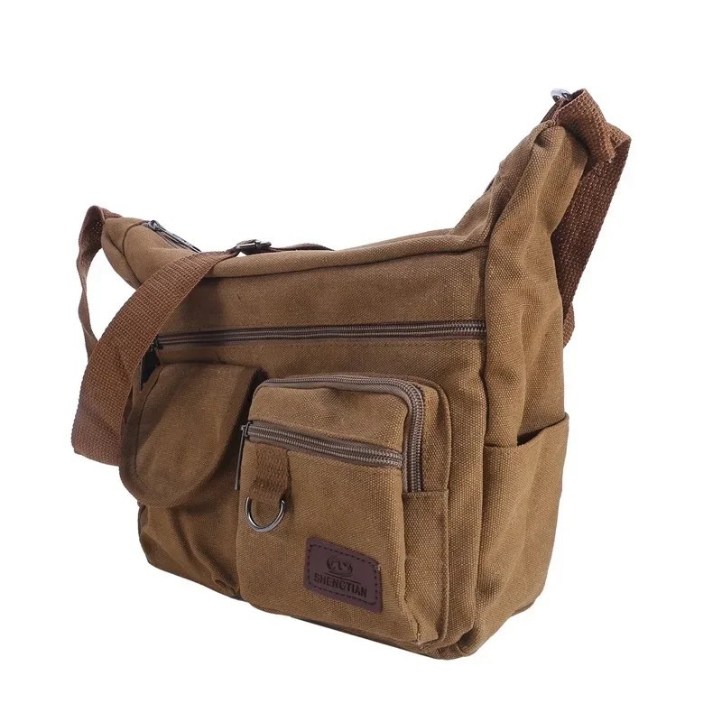 Vintage Canvas Crossbody Bag Unisex Messenger Shoulder Bag M