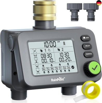 RAINPOINT Bewässerungscomputer 2 ausgänge mit Messingeinlass, Garten B