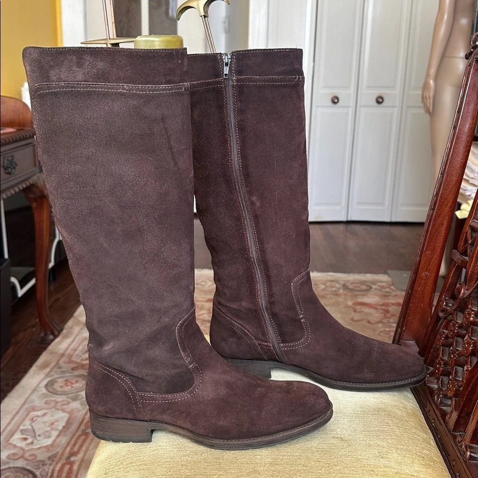 Botas de Montar Vera Wang Etiqueta Lavanda Marrón Gamuza Talla 10.5 Hechas en Italia Foto 3 de 4
