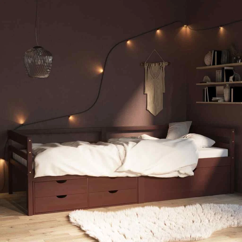 Dark brown full bed frame deals