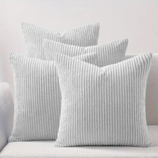 Pack of 4 Stripe Velvet Cushion Covers Decorative 18 x 18 Square Cushions Throw