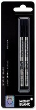 Mont Blanc Rollerball Pen Refill, Med Point, 2/Pack, Black MNB107877 
