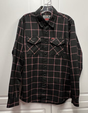 Dixxon Flannel Company Gridlock Pearl Snap Black Red Plaid Shirt - Small D-Tech