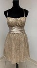 Sz 13-14 Gold Sequin Prom  Homecoming  Pageant Formal Bridesmaid Cocktail Dress — photo 1