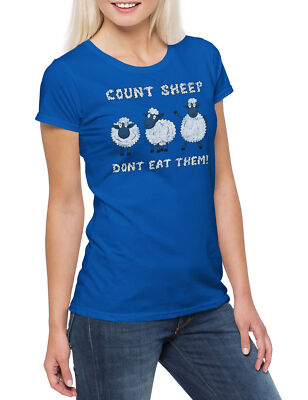 Count Sheep Damen T-Shirt Schafe Schäfchen Zählen Deichschaf Veganer Animal