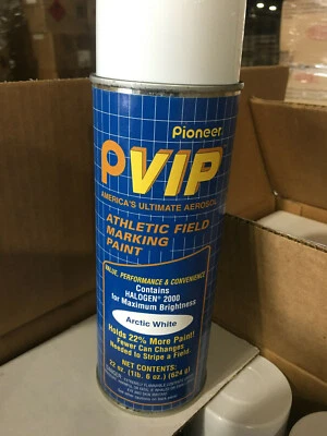 PIONEER PVIP Arctic White Athletic Field Striping Paint, Jumbo Can 22 oz Case 12 Pack