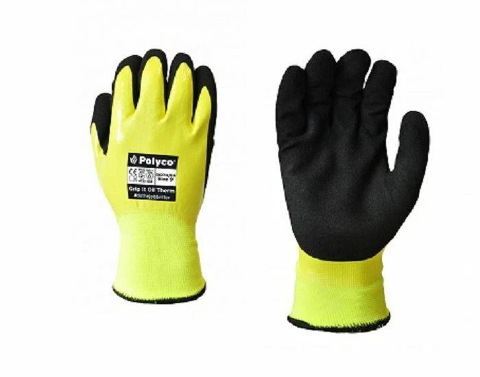 POLYCO Grip It Oil Therm Warm Winter Fleece Lined Waterproof Safety Work Gloves