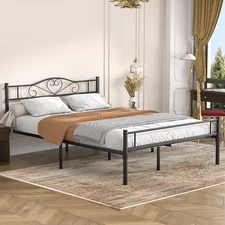 VECELO Twin/Full/Queen Size Metal Bed and mattresses with Headboard & Footboard