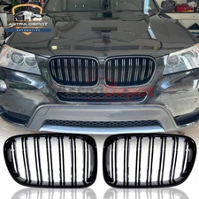 2X Gloss Black Front Bumper Kidney Grill Grille for BMW F25 X3 M Sport 2010-2013