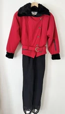 Vtg NILS Ski Snow Suit Womens Sz 6 Petite Red USA Made Retro All in One Apres