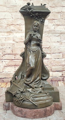 Klassisch Messingskulptur - Maiden Halten Ein Blumen Von Charles Gounod Figur