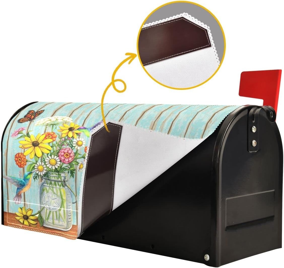 Oplp Sunflower & Blue Butterfly Waterproof Mailbox Cover - Magnetic Wrap For Standard/Large Metal Mailboxes, 21x18 Inch - View #13