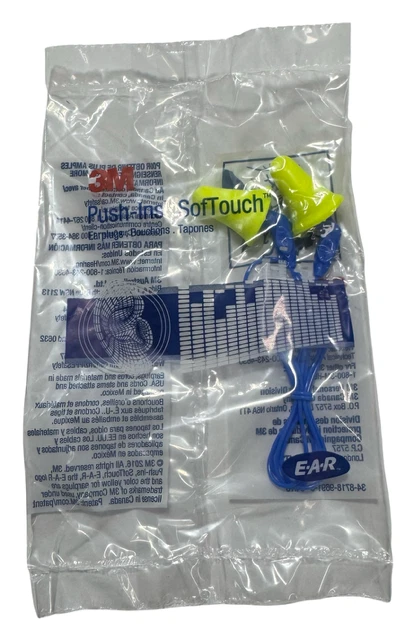 3M E-A-R Push-Ins Soft Touch Ear Plugs 31DB Noise Reduction 25 Pack
