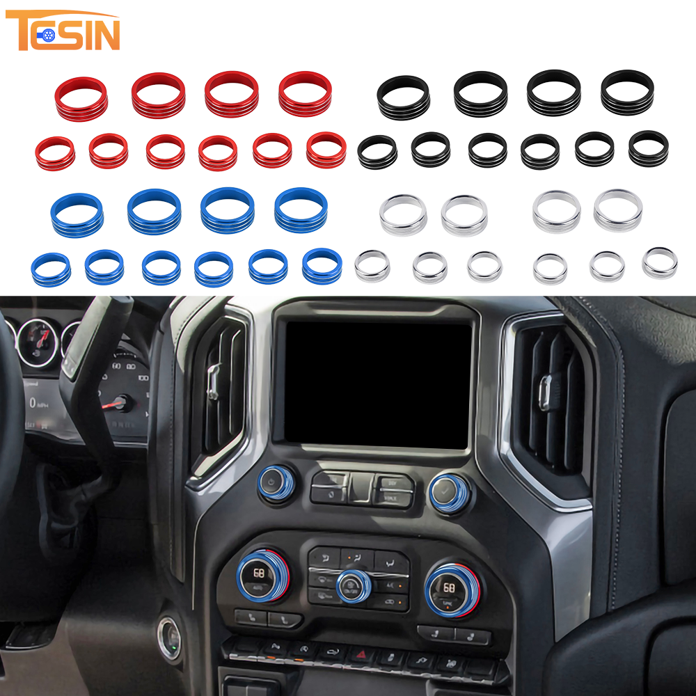10x Center Console Radio AC Switch Knob Trim For Chevy Silverado 19+ Accessories