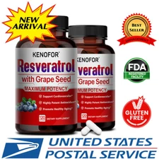 Resveratrol &Grape Seed 3x Strength Capsules - Supports Heart Health, Anti-Aging