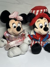 Vintage Walt Disney World Micky and Minnie Mouse 8" Beanbag Plush -NEW WITH TAGS