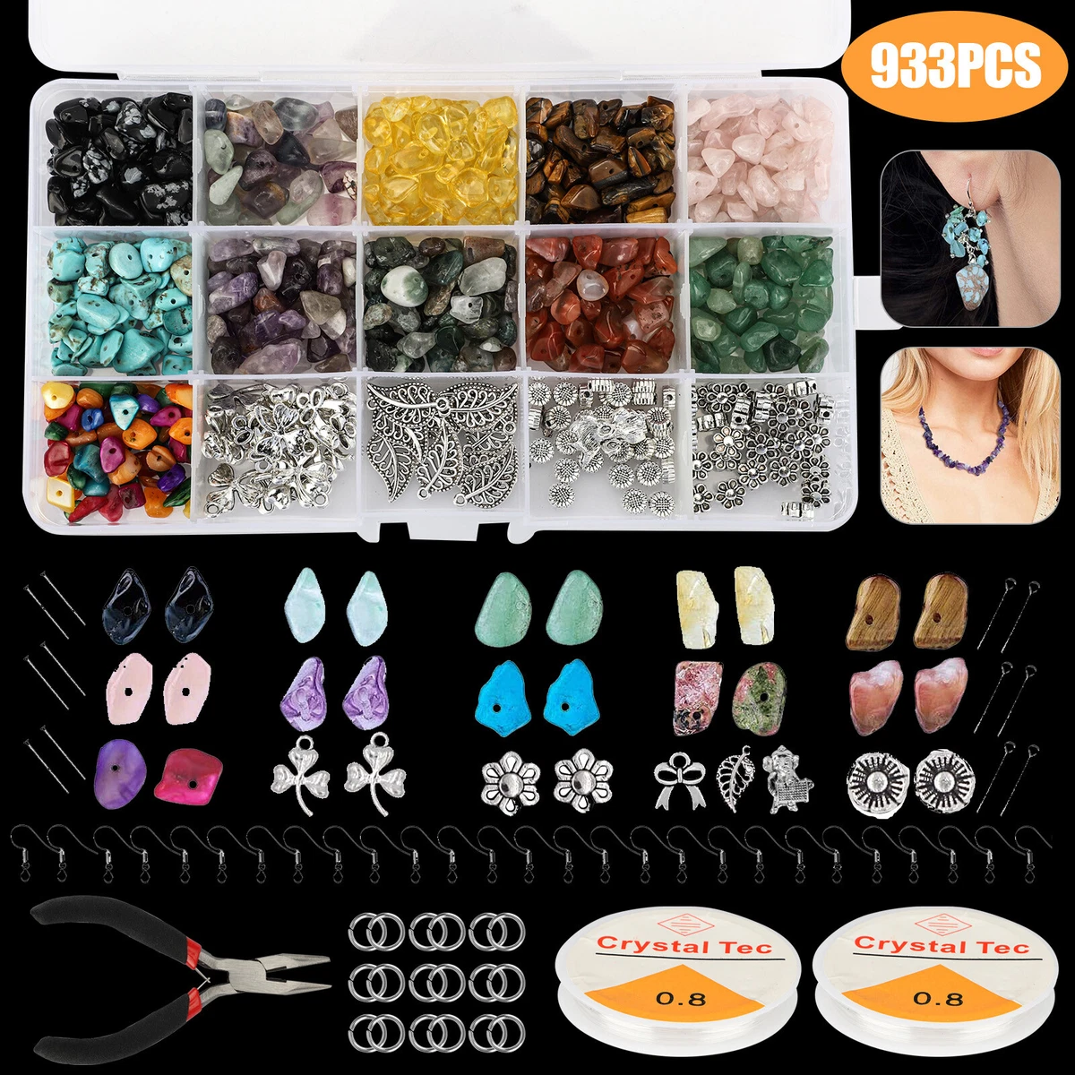 933X DIY Irregular Chips Stone Bead Bracelet Necklace Natural Jewelry  Making Kit