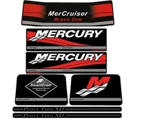 MERCRUISER BRAVO ONE RED SELF ADHESIVE VINYL STICKER DECAL SET GRAY TRIM