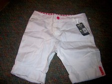 NWT M.V.KIDS White Roll Up Front Zip Cotton Shorts - SIZE LARGE 10/12 