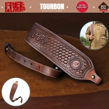 Tourbon Vintage Leather Rifle Sling Gun Carrying Strap Shooting Rest Adjustable