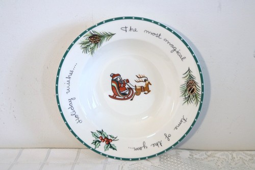 MIKASA ULTIMA+ CHRISTMAS WISH HK713 520 9 1/2 Boxed Set of 4 Lrge Rim Soup Bowls - Afbeelding 3 van 8