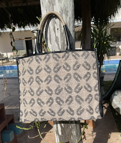 FURLA OPPORTUNITY L TOTE LOGO PRINT SHOULDER BAG PURSE LEATHER BOTTOM & TRIM - Picture 10 of 17