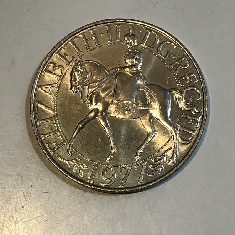 1977 Elizabeth II DG REG FD Great Britain 25 New Pence Coin Silver Jubilee Reign