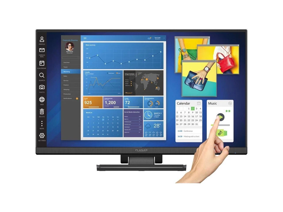 Planar Helium PCT2435 24" Full HD 1920x1080 USB VGA HDMI Built-in Speakers Wides - Image 2 of 4