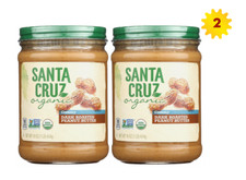 Santa Cruz Organic Peanut Butter Dark Roasted Creamy 16 oz x 2 pc