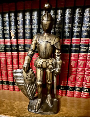 Vintage 1965 Atlantic Mold 9.5  Ceramic Medieval Knight w/ Armor, Shield & Sword