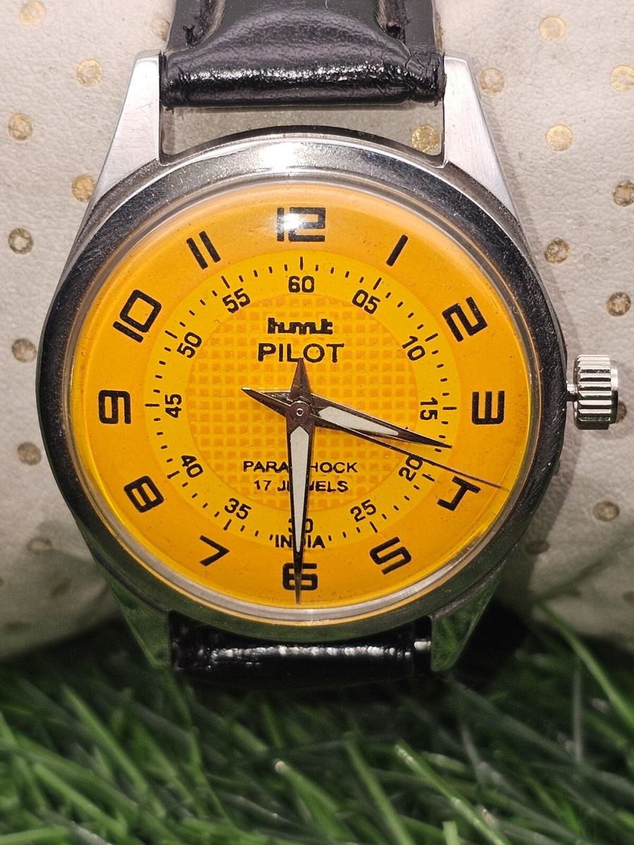 Beautiful Mens HMT Pilot Parashock Mechanical Wind 17J Watch