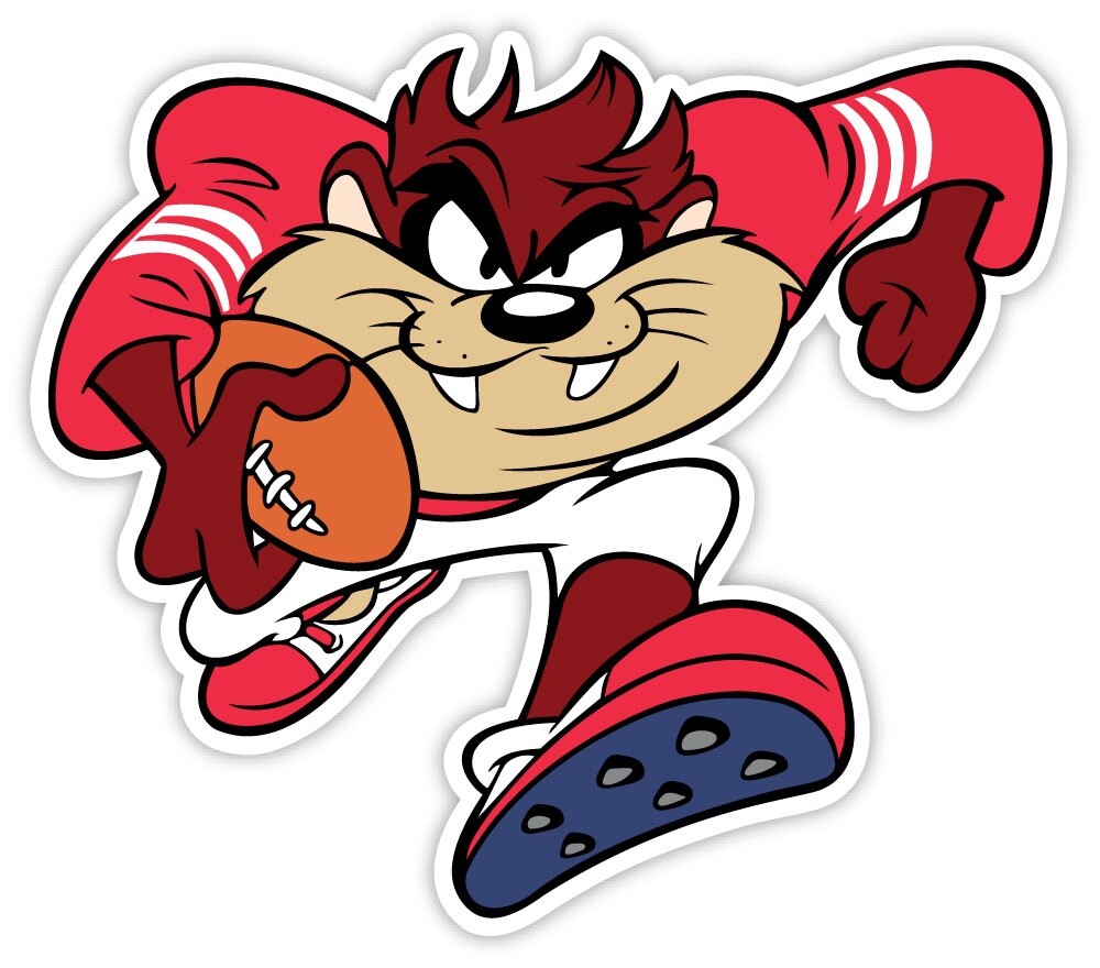 Taz playing football sticker decal 5" x 4" | eBay