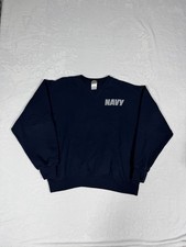 Vintage US NAVY Hi Vis Crewneck Sweatshirt Size Large Made In USA