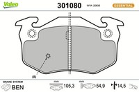 Valeo Bremsbelagsatz, Scheibenbremse 301080 FüR Renault
