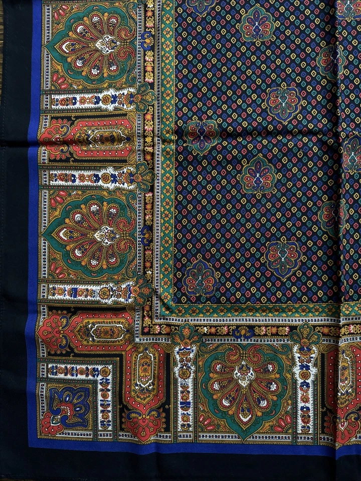 "Bufanda cuadrada vintage Jacquard Evan Piccone cachemira 28"" NUEVA" Foto 3 de 4