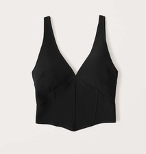 New Abercrombie Fitch Women Plunge Corset Top, Black Size Small