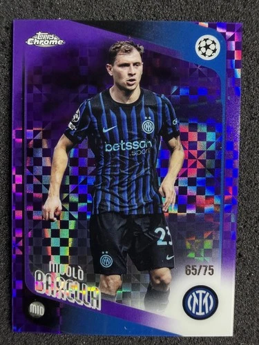 2025-26 Topps Chrome UEFA Club Competitions Nicolò Barella Purple X-Fractor /75